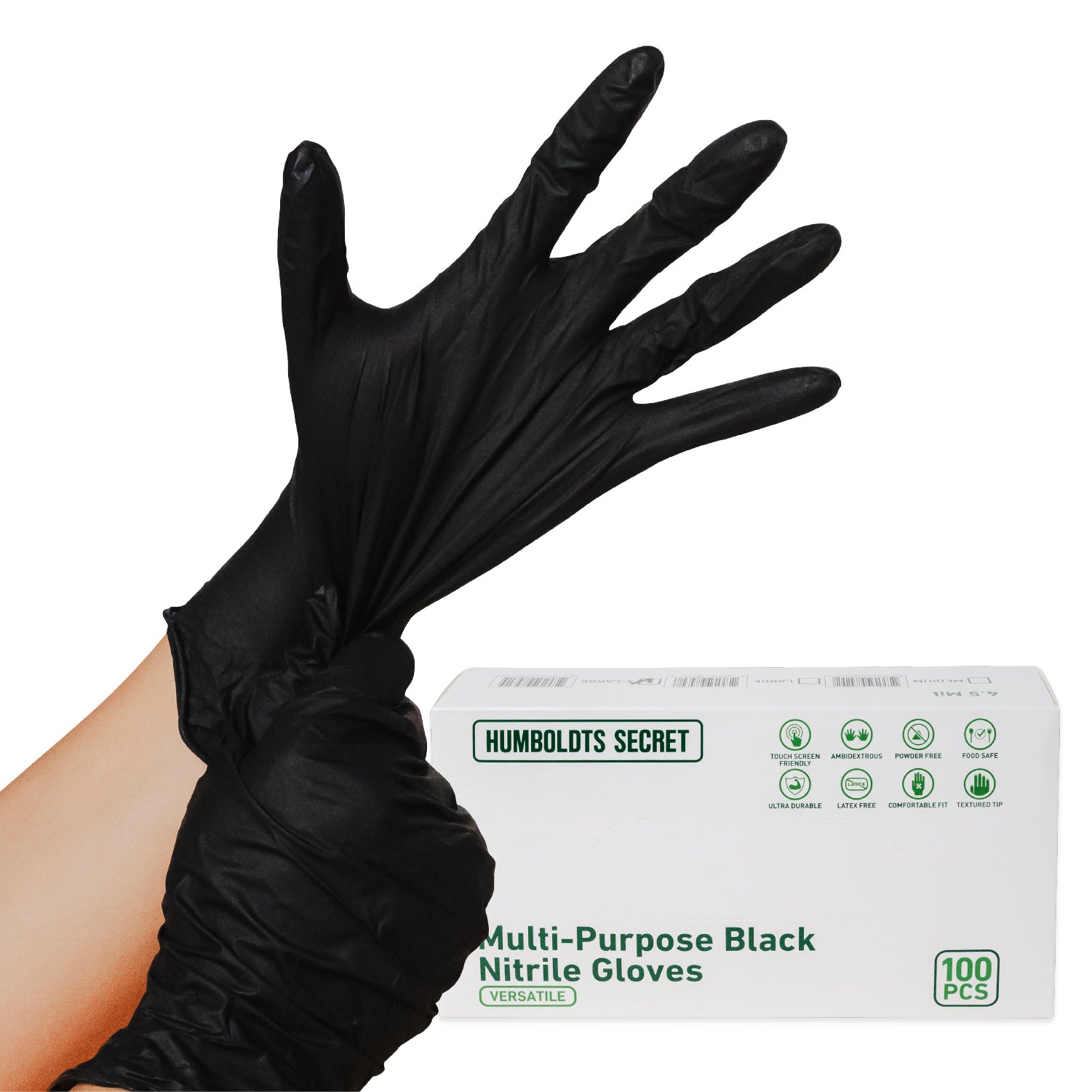 DuraSkin 2016BK BlackShield 6 Mil Nitrile Powder Free Disposable Gloves 100 Gloves Per Dispenser